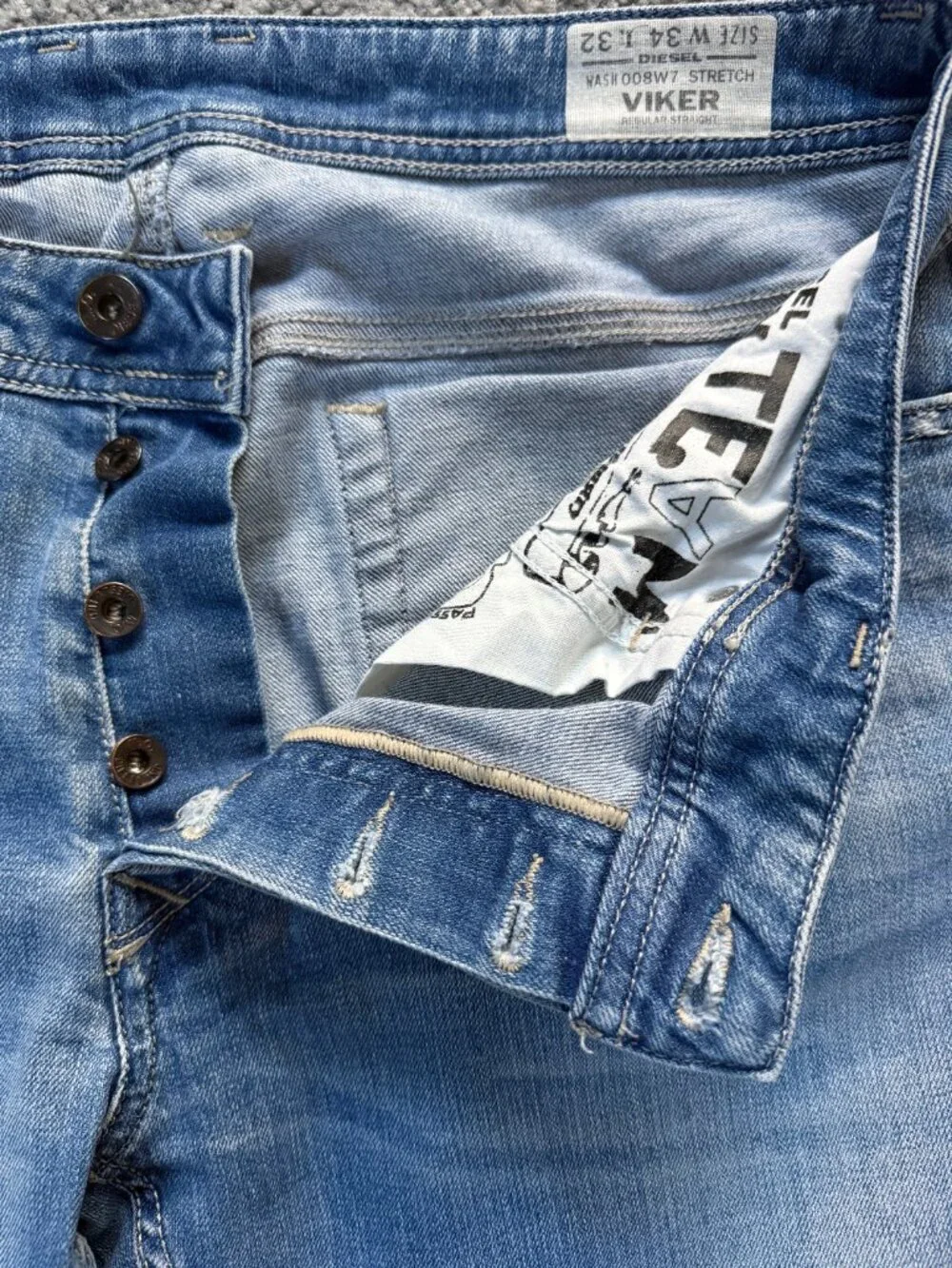 Diesel Viker 008W7 Regular Straight Men's Stretch Jeans Size 34x32- Very Good UC